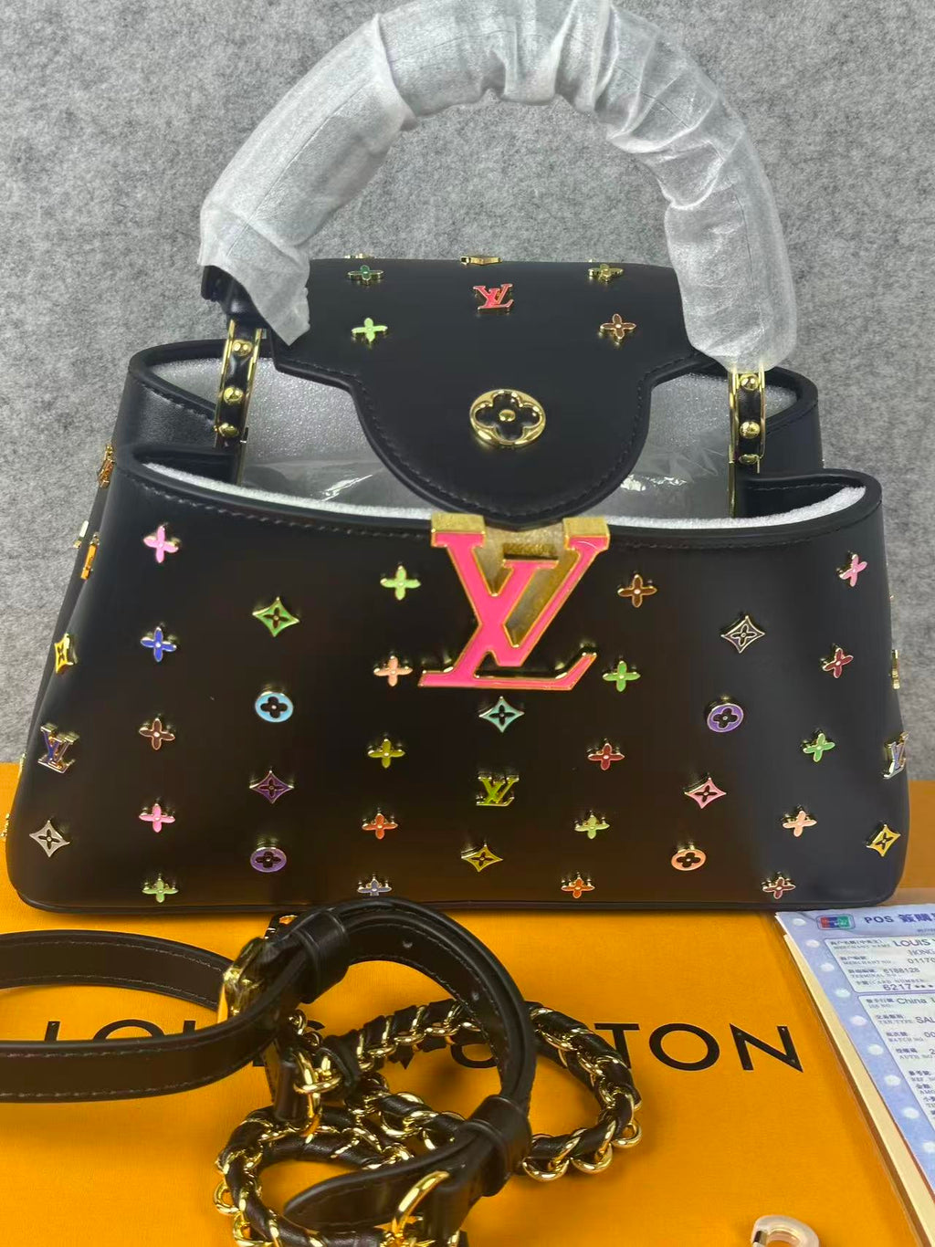 Black Multicolor Monogram Top Handle Bag