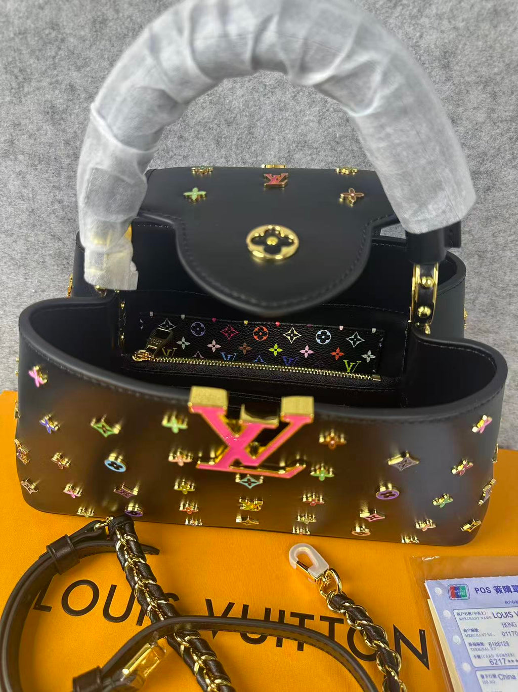 Black Multicolor Monogram Top Handle Bag