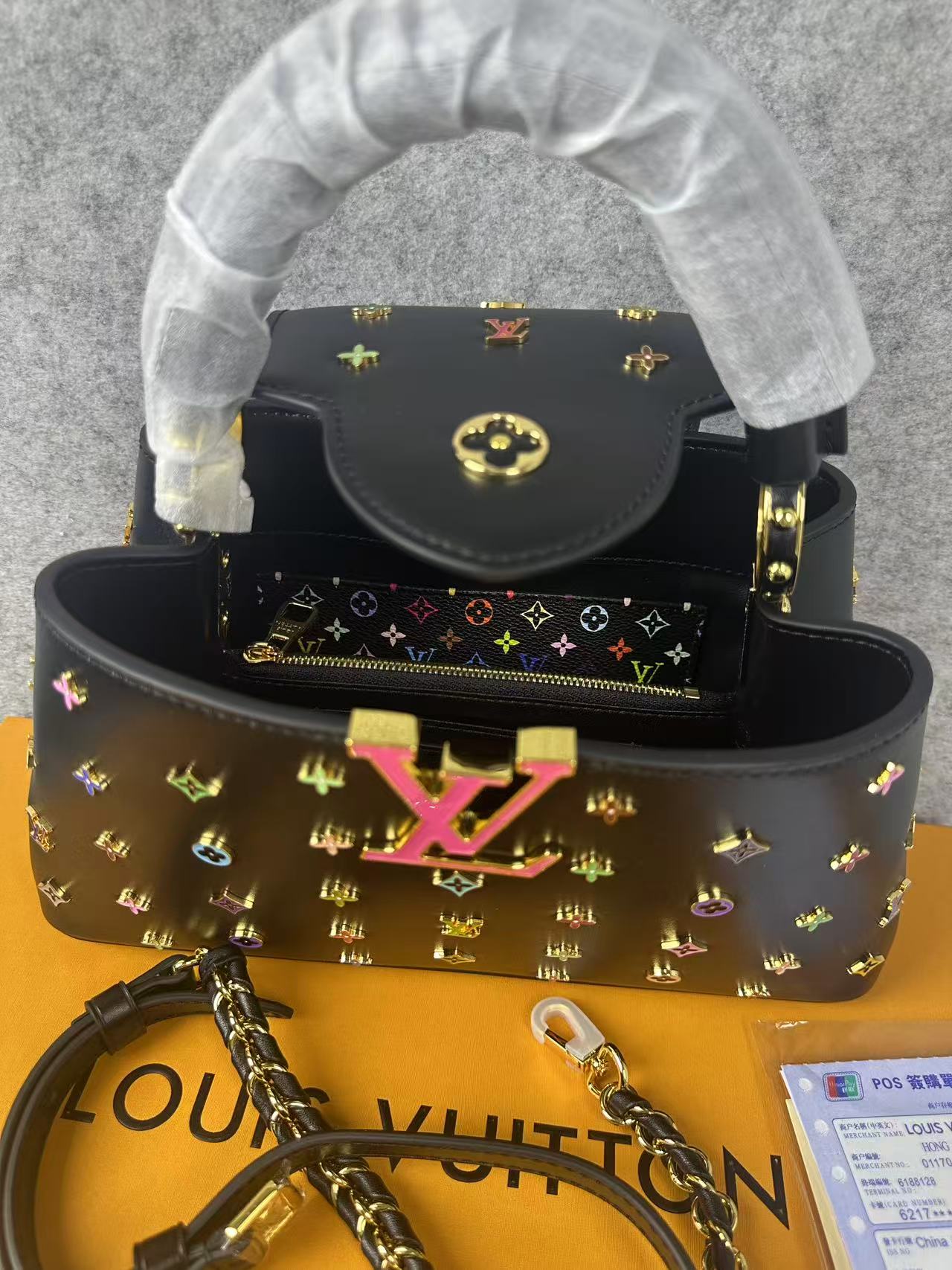 Black Multicolor Monogram Top Handle Bag