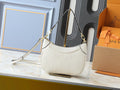 Crescent Shoulder Bag – Cream Embossed Leather