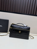 Chanel Crocodile-Embossed Vanity Bag with Chain Strap – Black