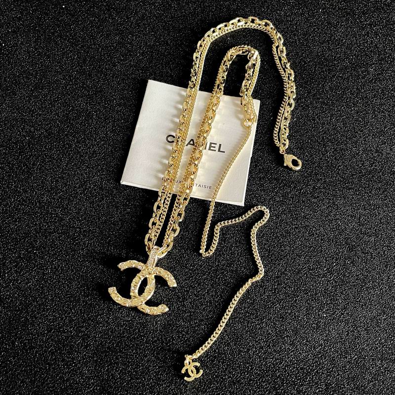 Chanel Layered Gold-Tone CC Pendant Necklace