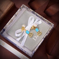 Dior Gold Pearl & Turquoise Drop Earrings