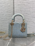 Dior Lady Dior Textured Top-Handle Bag - Blue Gray