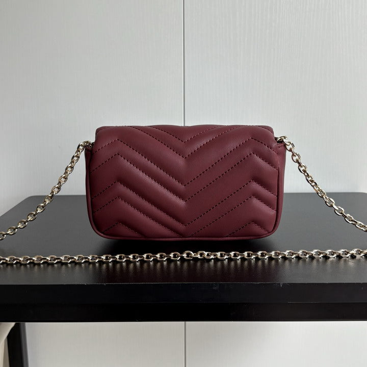 Gucci Mini Quilted Chain Bag – Burgundy