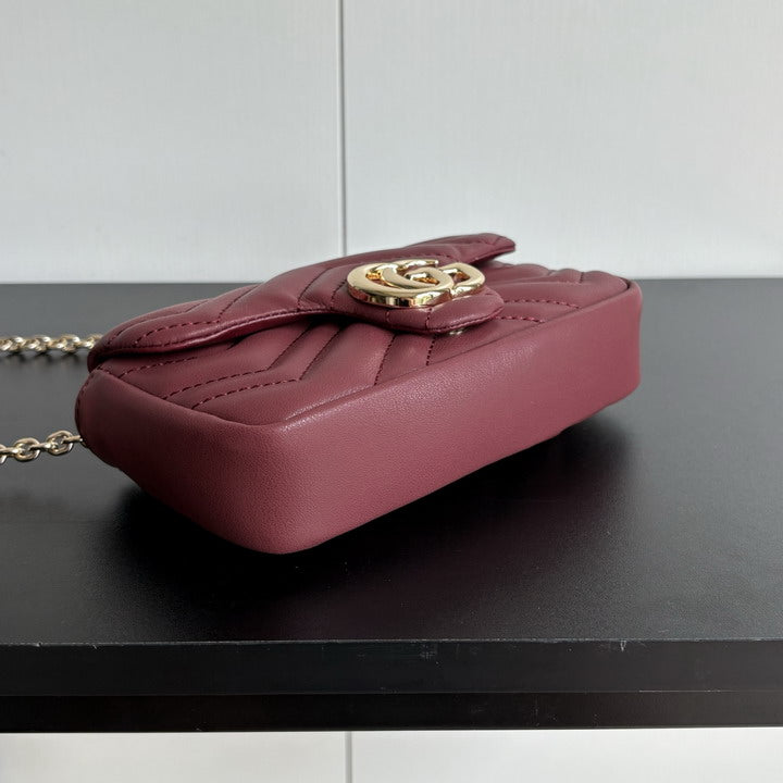 Gucci Mini Quilted Chain Bag – Burgundy