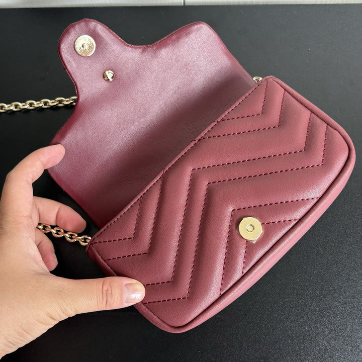 Gucci Mini Quilted Chain Bag – Burgundy
