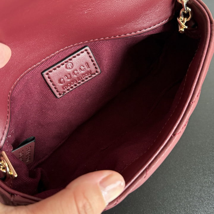 Gucci Mini Quilted Chain Bag – Burgundy
