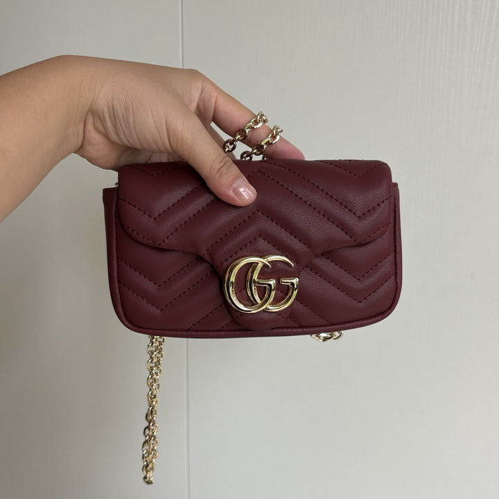 Gucci Mini Quilted Chain Bag – Burgundy