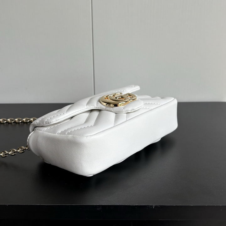 Gucci GG Marmont Mini Chain Bag – White