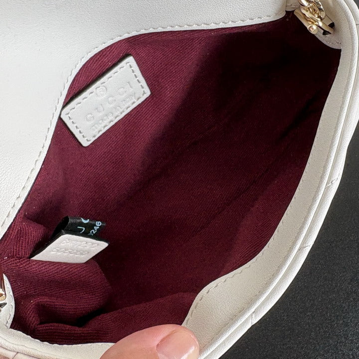 Gucci GG Marmont Mini Chain Bag – White