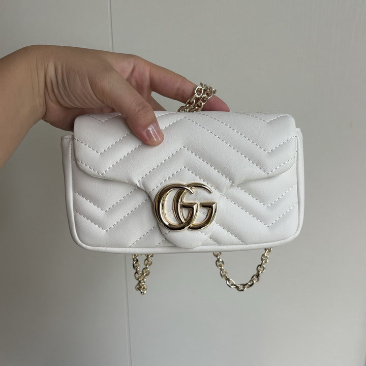 Gucci GG Marmont Mini Chain Bag – White