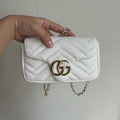 Gucci GG Marmont Mini Chain Bag – White