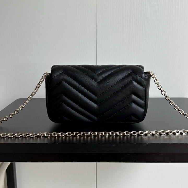 Quilted Mini Chain Bag – Black