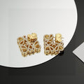 Loewe Gold-Tone Monogram Stud Earrings