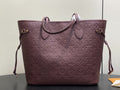 Louis Vuitton Neverfull Monogram-Embossed Burgundy Tote