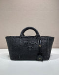 Prada Milano Raffia Tote Bag – Black