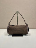 Prada Re-Edition Cylinder Shoulder Bag in Taupe Nylon
