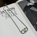 Valentino Silver-Tone VLogo Pendant Necklace